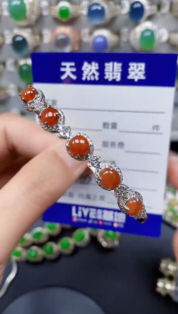 翡翠手镯银S925镶嵌163