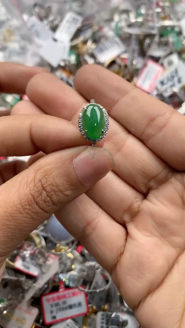 银S925镶嵌戒指翡翠8888----3