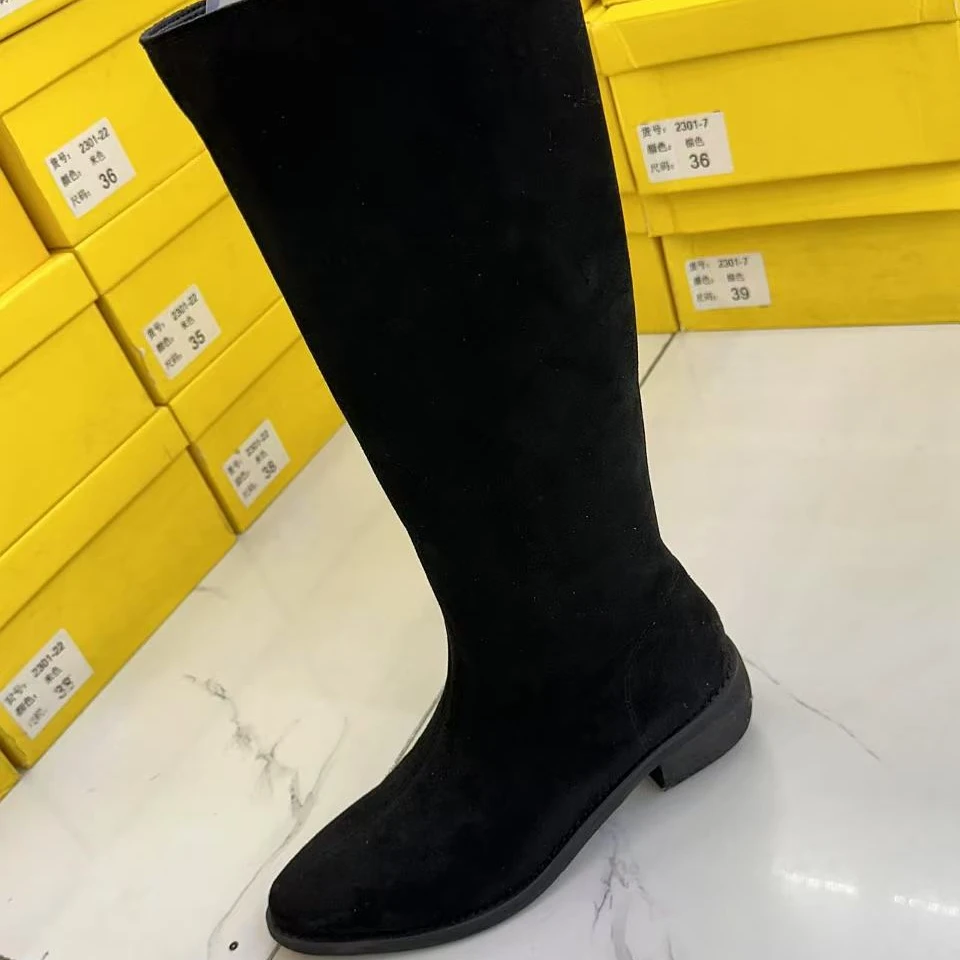 专柜商场撤柜清仓冬季新款低跟圆头显瘦高筒靴女