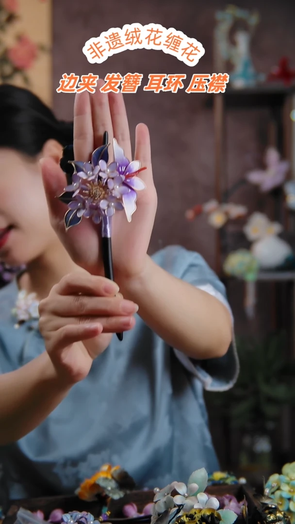 非金属无重工款樱花檀木簪