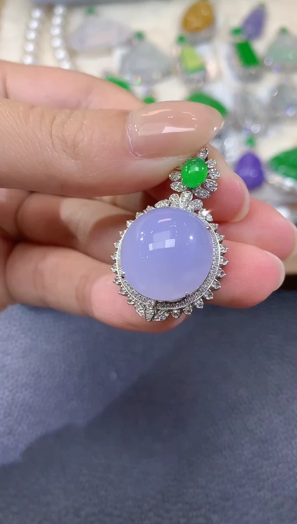 吊坠(不含链)未镶嵌翡翠A96 紫货有一定色差