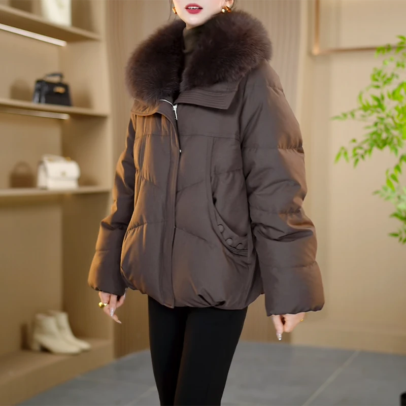 25928冬季新款优雅时尚百搭气质显瘦减龄休闲白鹅绒羽绒服