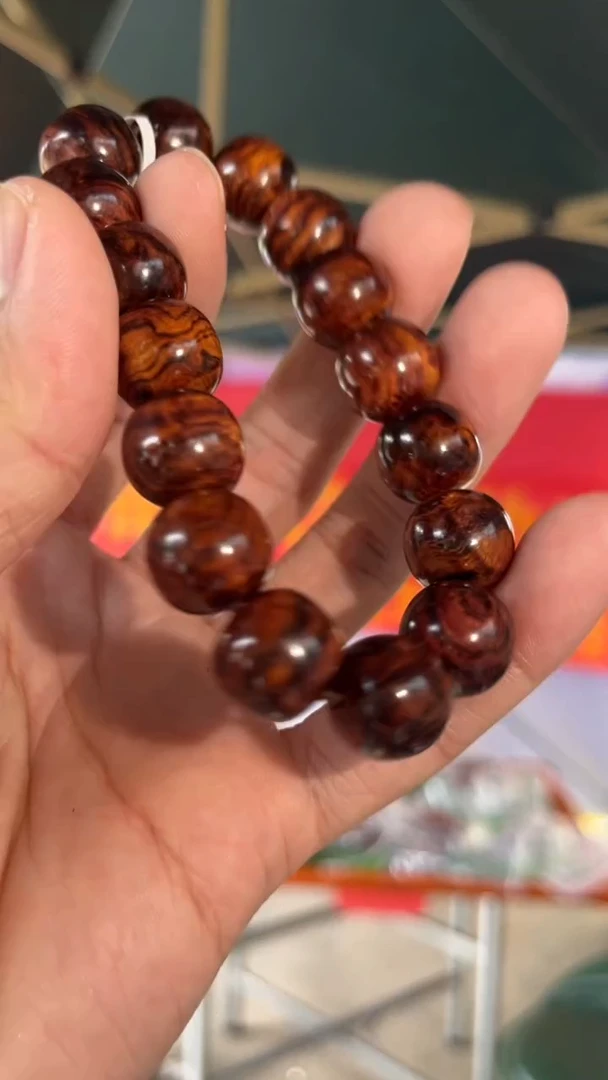 黄花梨/降香黄檀海南黄花梨山料油梨瘤疤纹1314手串（399）