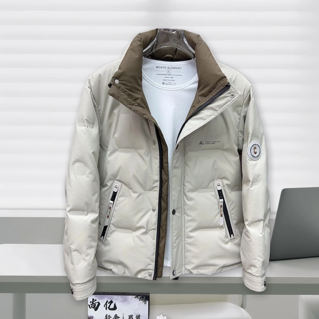 2025冬季服男士修身立领短款外套时尚青年百搭加厚保暖冬装外套