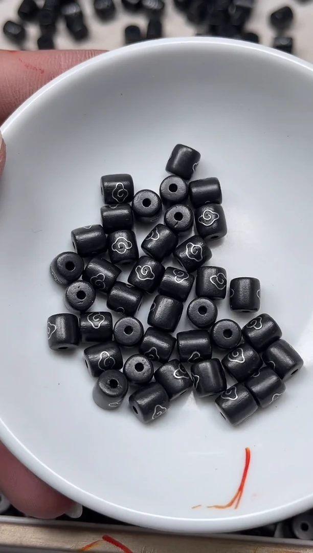 风车木（黑檀木）散珠L209黑檀祥云6*6mm10个9.9元