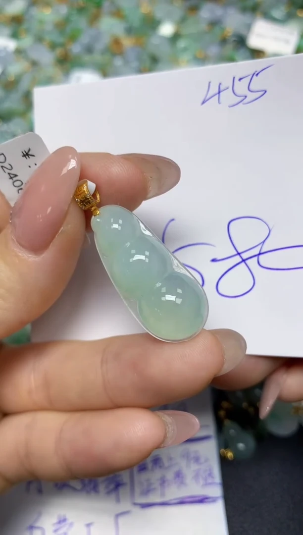 【闪购商品】翡翠挂件18K金镶嵌 天然翡翠A货