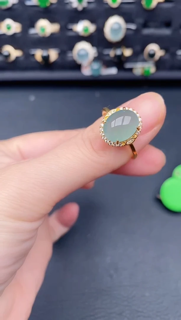 银S925镶嵌戒指翡翠天然a货翡翠31