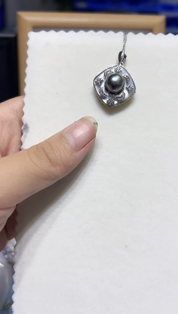 银S925镶嵌吊坠海水珍珠99不含链