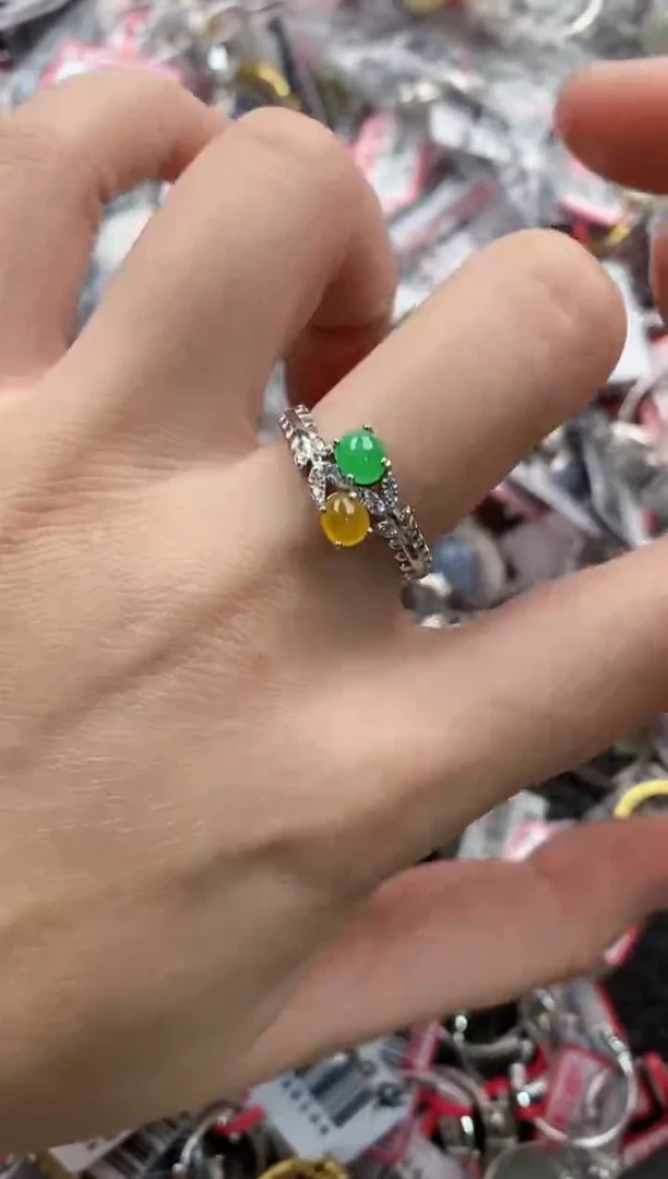 银S925镶嵌戒指翡翠5555----4