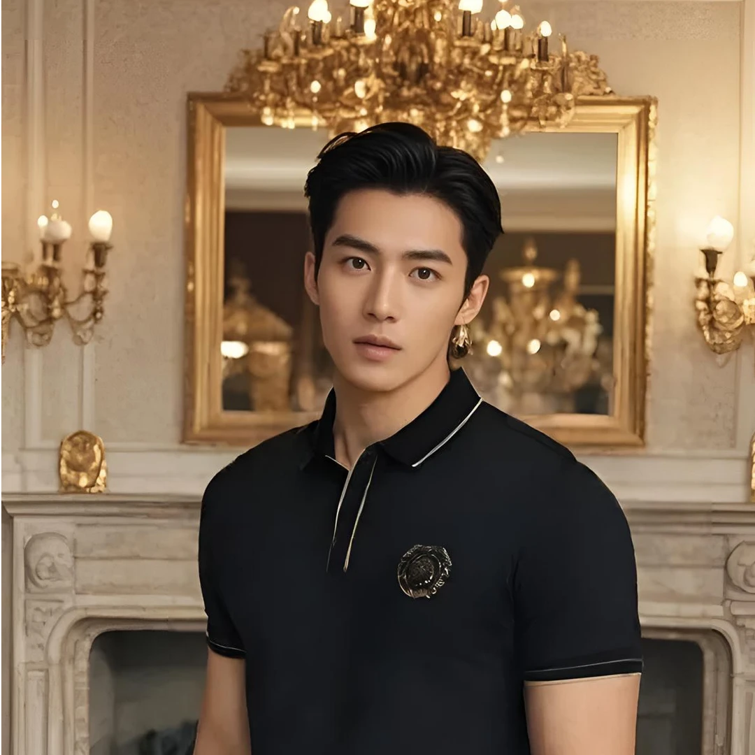 史蒂芬春夏polo烫钻运动时尚休闲夏季潮流纯色男士翻领黑色