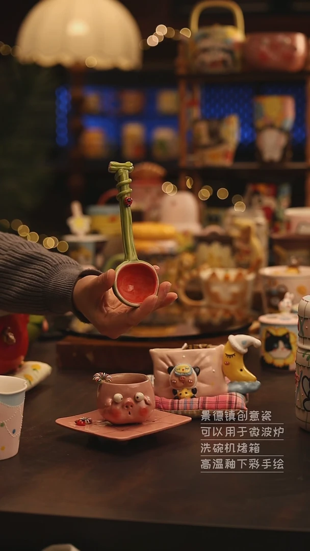 陶瓷景德镇可爱陶瓷釉下彩绘设计师款