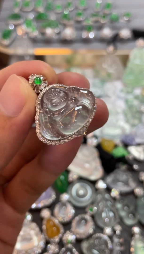 翡翠18K金镶嵌吊坠(不含链)佛公