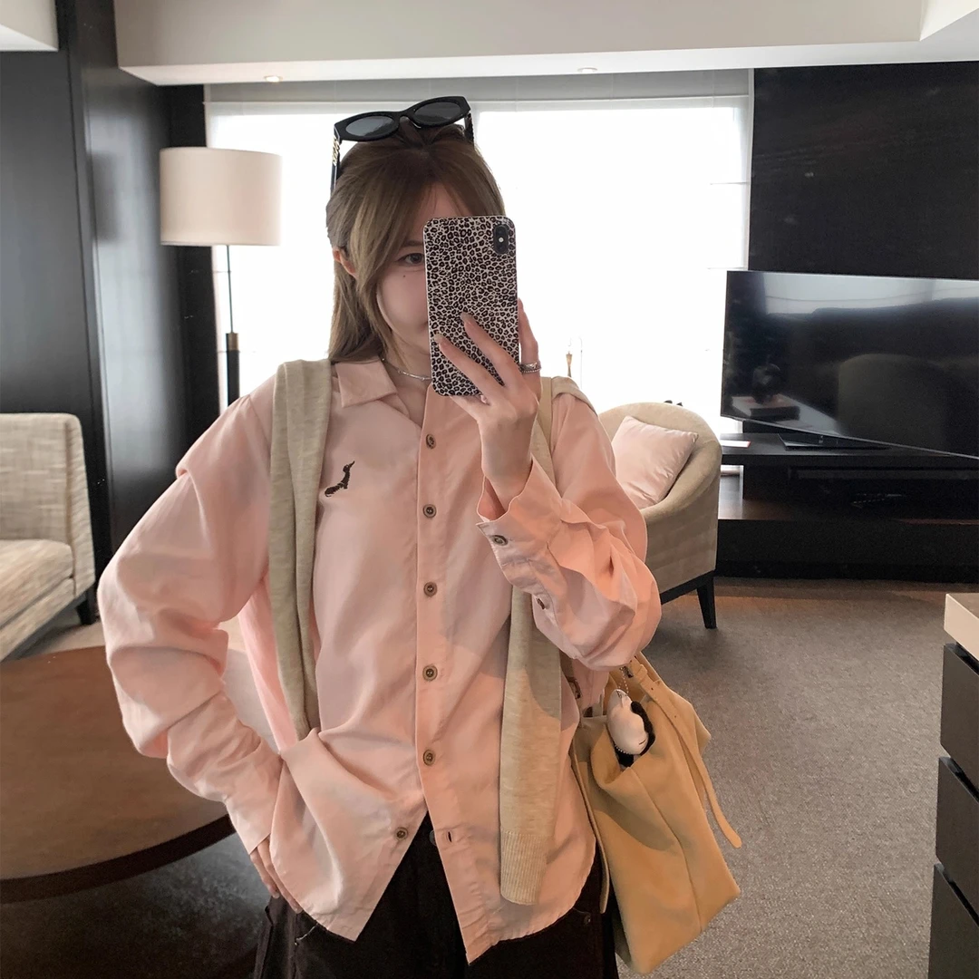 「桃屿诗行」刺绣衬衫套装 老钱风天丝麻感中长款长袖衬衣 ZXH2041