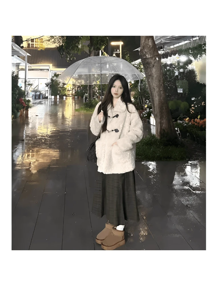 2025新款皮毛一体毛毛绒外套秋冬宽松加厚大衣小个子棉衣棉服女