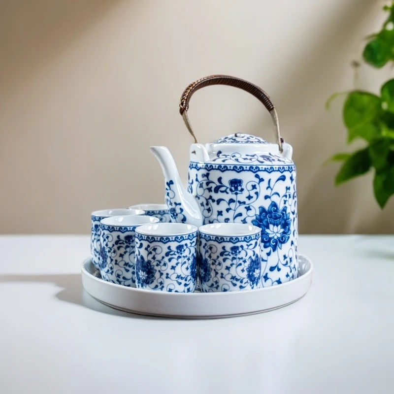 【双十一特惠】景德镇青花缠枝莲纹茶具套装A42