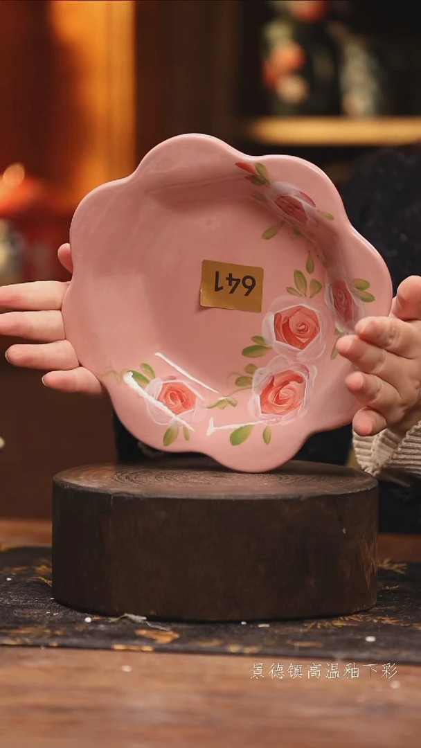 陶瓷景德镇高温釉下手绘陶瓷@L641@