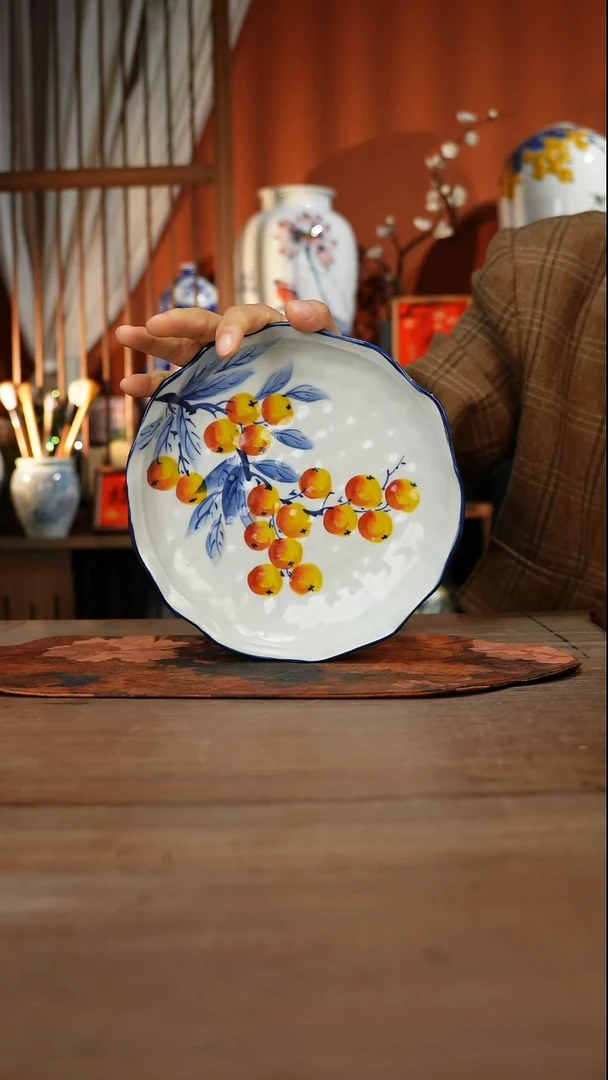 当代高温釉下彩手绘陶瓷餐具