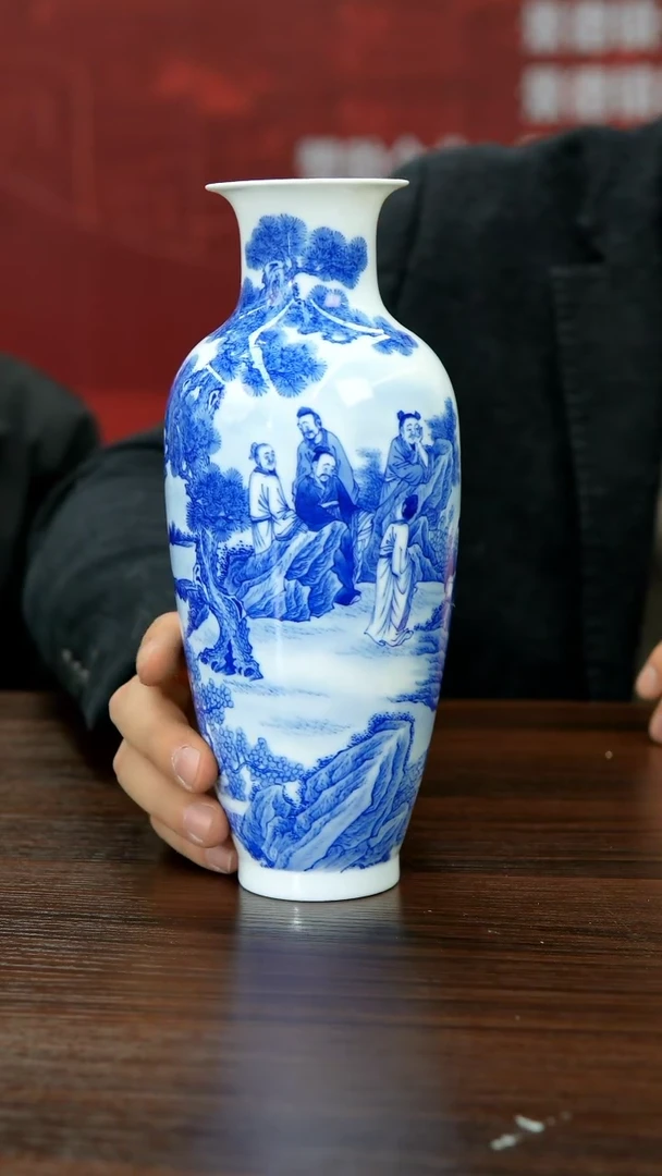 【闪购商品】018函夏非遗青花三顾茅庐预售赏瓶