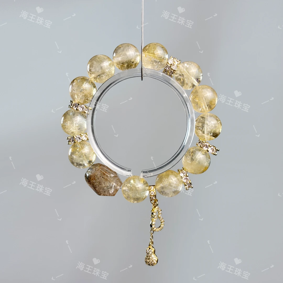 【金塔镇源】黑金超七随行+黄阿塞金色光芒温暖明亮设计款水晶手链