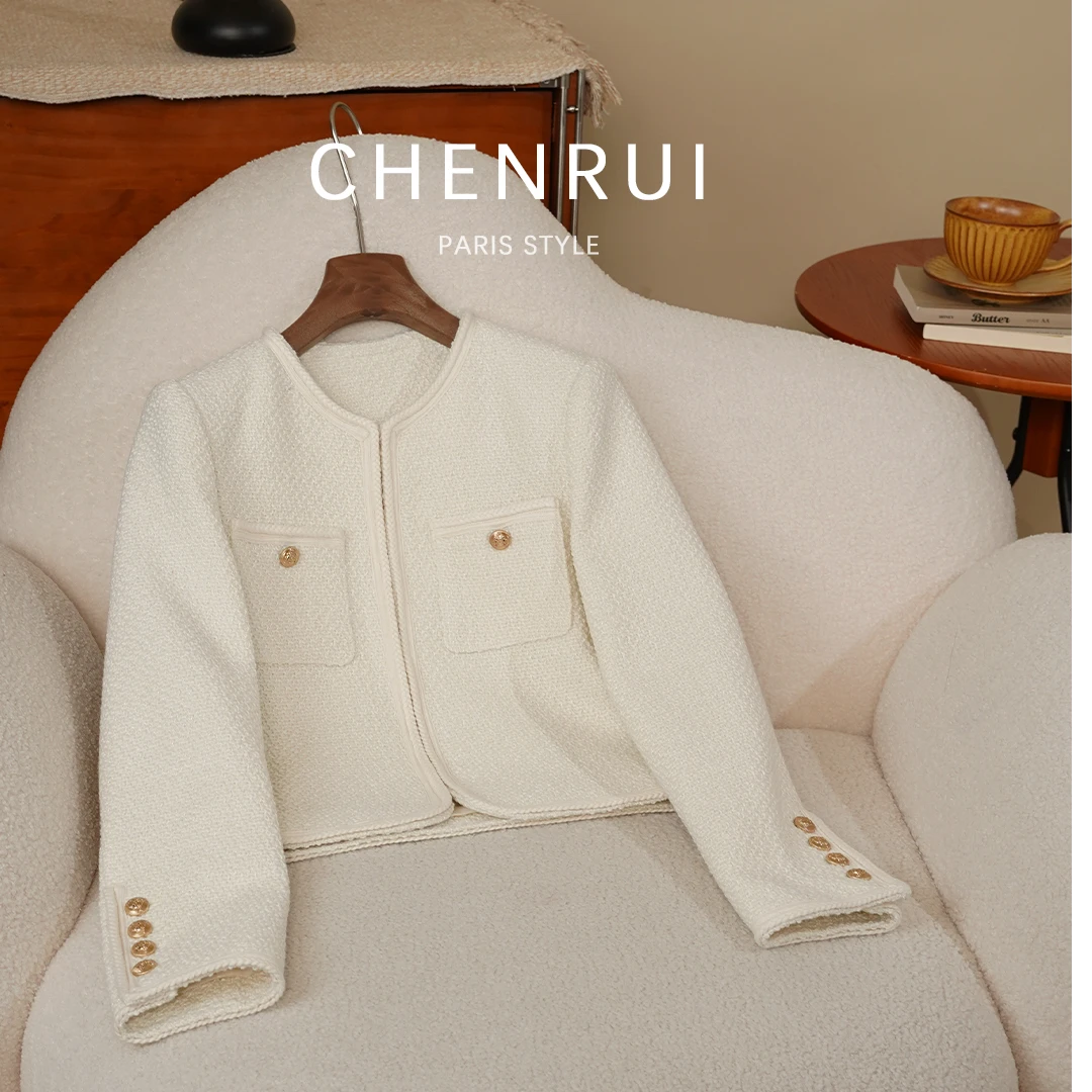 2025新款白月光圆领晨锐小香风编织外套6269