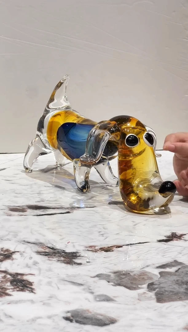 可爱狗狗琉璃摆件