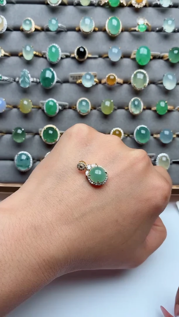 银S925镶嵌戒指翡翠.