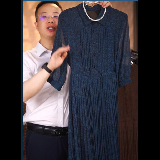 新X79【青花瓷兰】气质高雅连衣裙显瘦时尚女士简约百搭XW