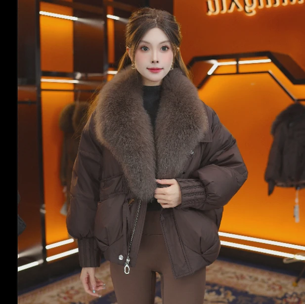 MY412 2025新款防风气质保暖女款爆款大毛领冬季时尚收腰短款001