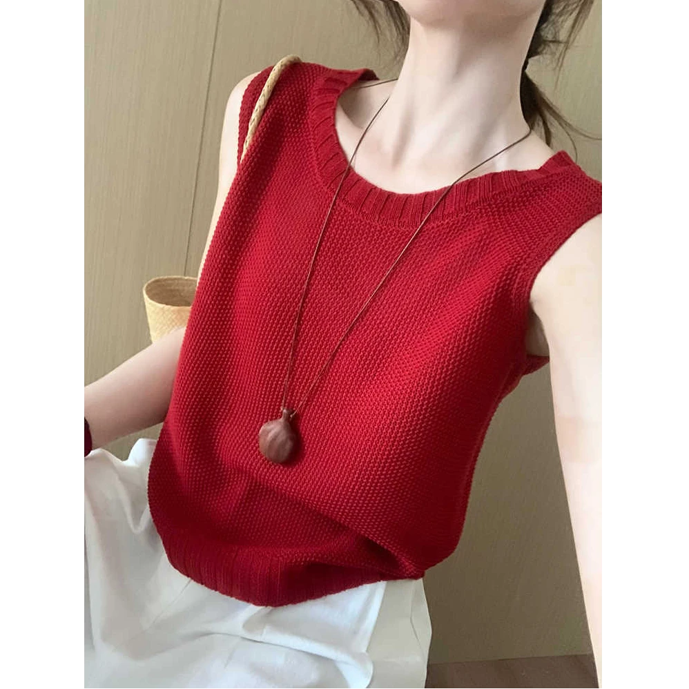 高级感气质简约无袖针织背心女减龄外穿2025夏季新款百搭显瘦上衣