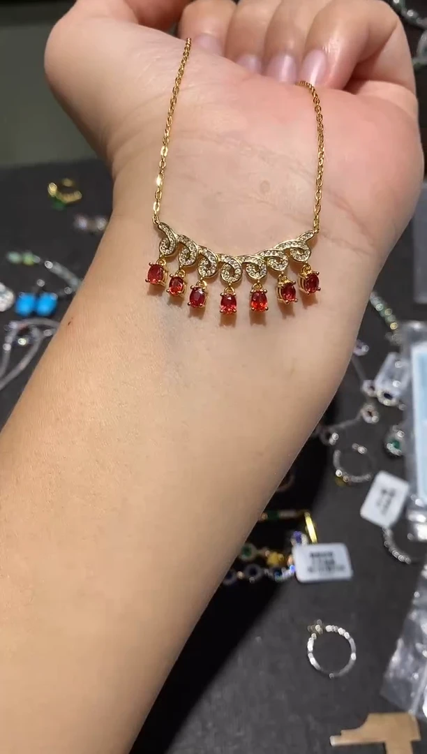 颈饰蓝宝石银S925镶嵌项链