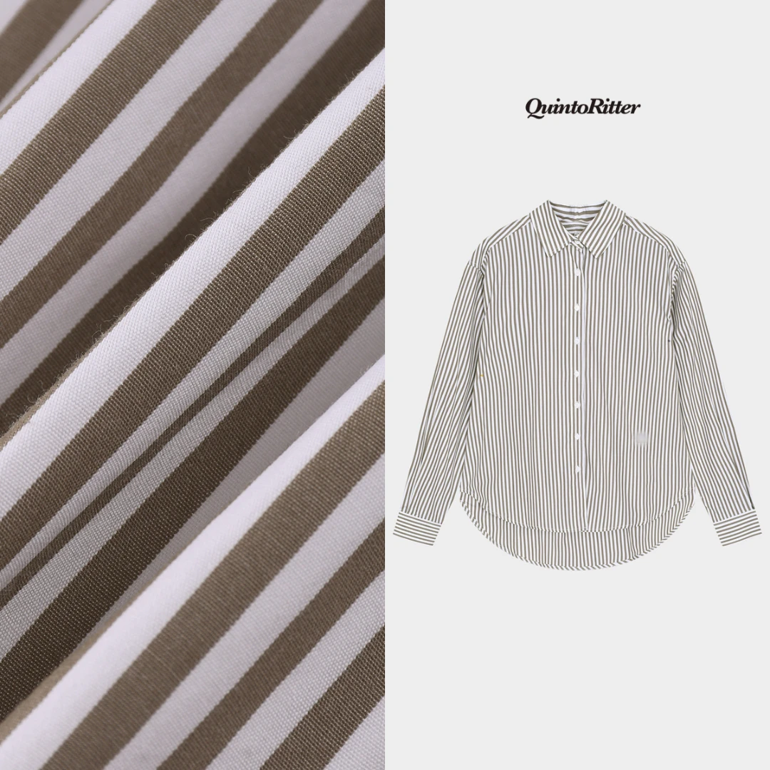 2025年秋季新款衬衫设计长袖时尚休闲百搭打底宽松条纹纯棉TOT019
