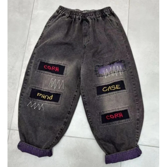 2025春季新款时尚潮流哈伦裤字母刺绣复古老爹裤宽松百搭休闲女