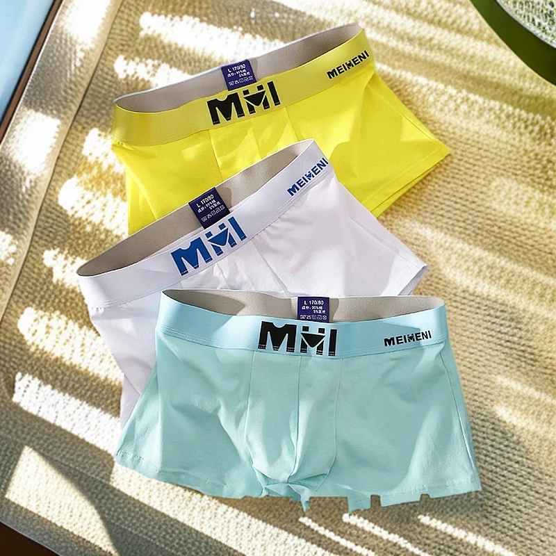 3条装 新款内裤男士男生四角裤潮流棉质裤衩青年男裤头透气男高档