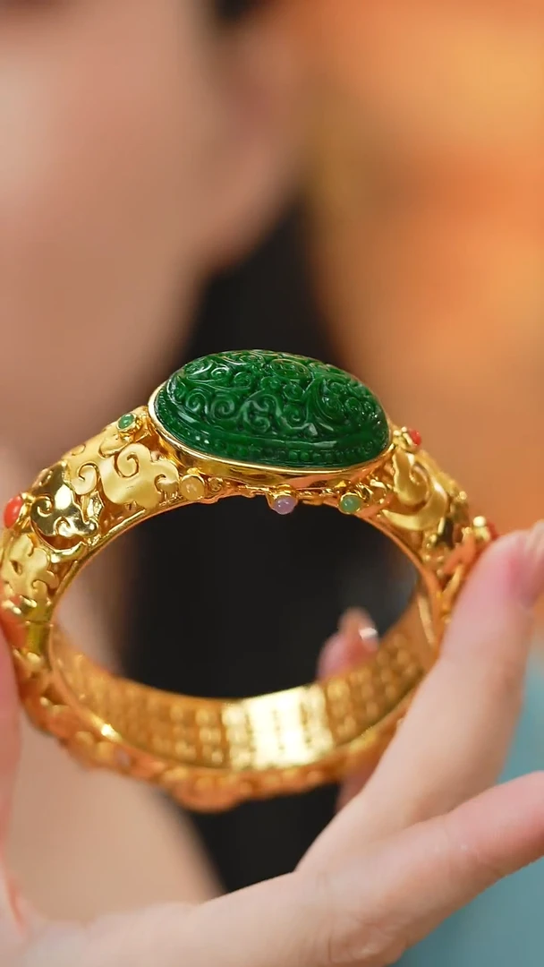 翡翠手镯银S925镶嵌新款