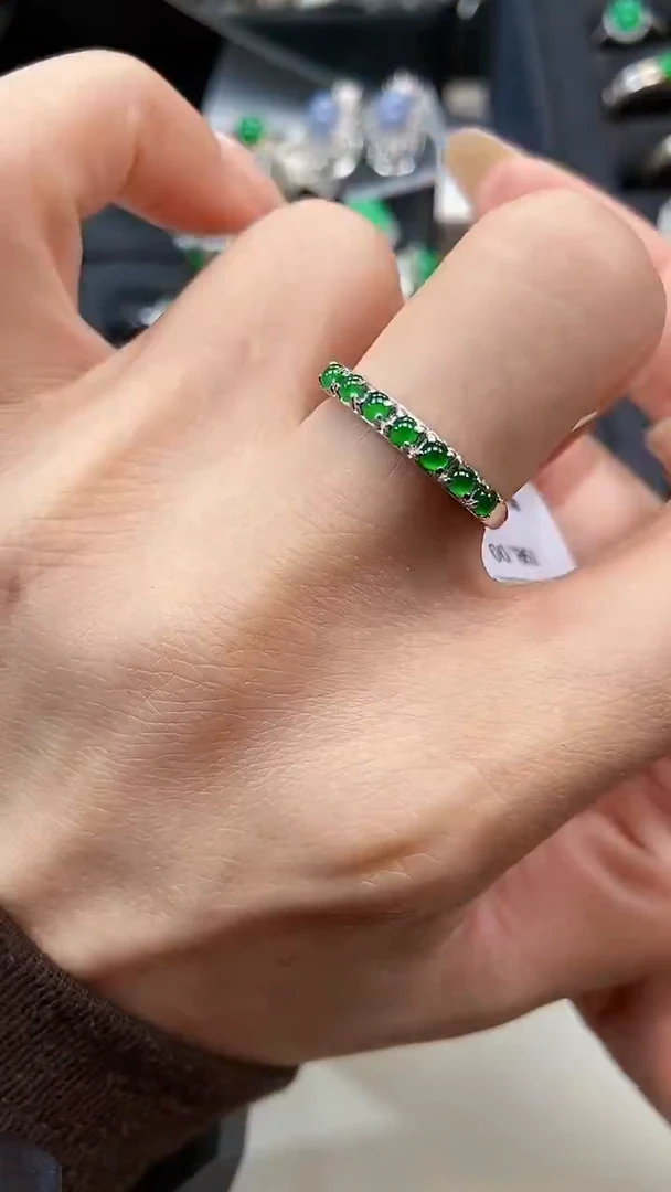 银S925镶嵌戒指翡翠6898