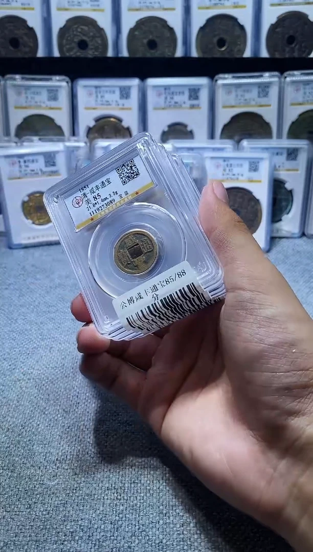 铜A147龙公博咸丰通宝85分中央局一枚