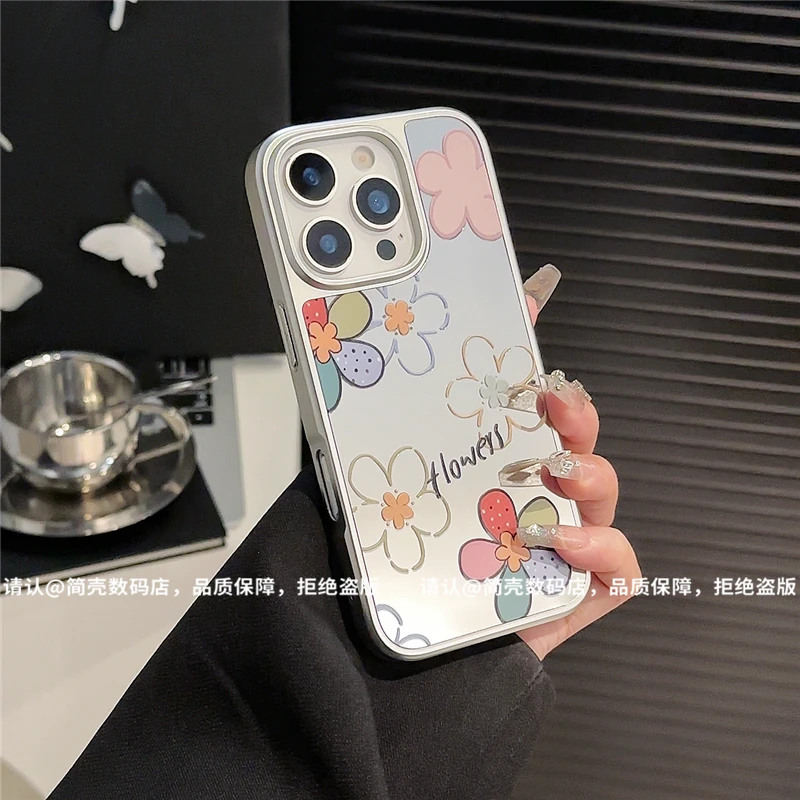 电镀大孔相框镜面适用苹果iPhone16/华为荣耀/小米手机壳pura70潮