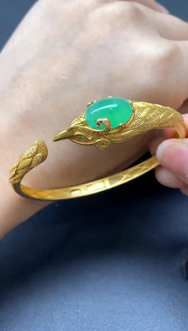 18K金镶嵌手镯翡翠809-中国好珍宝