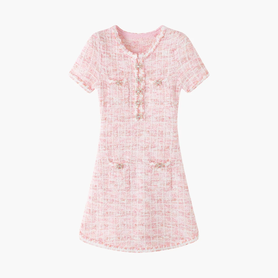 小香风碎花甜美优雅连衣裙-9126