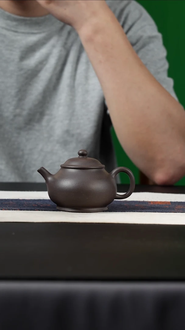 茶壶紫砂天青矮潘，150cc