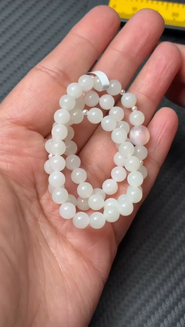 未镶嵌手串和田玉若羌安徽矿微色差双串卡6