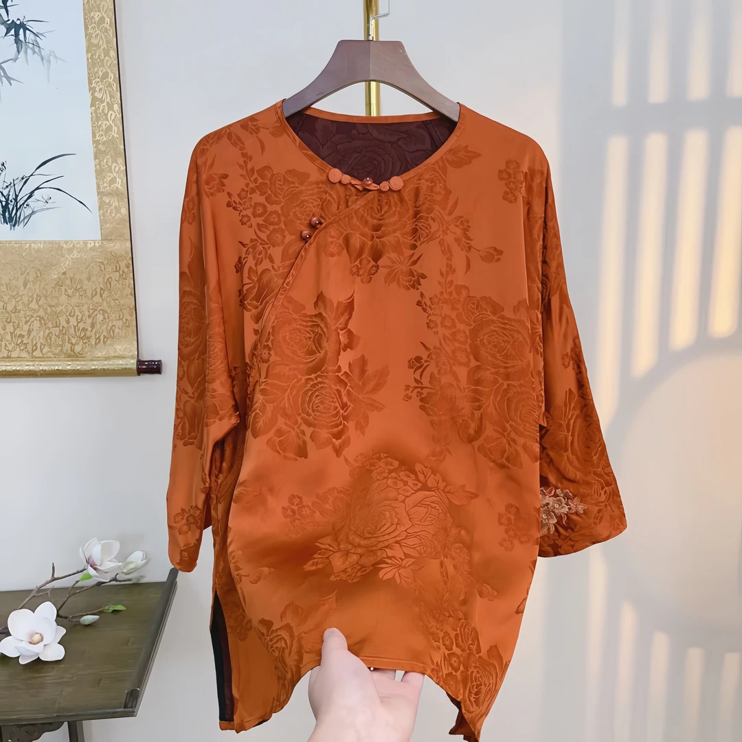 『寻微』新中式国风高订刺绣小衫2024秋冬新款时尚显白高级衬衫