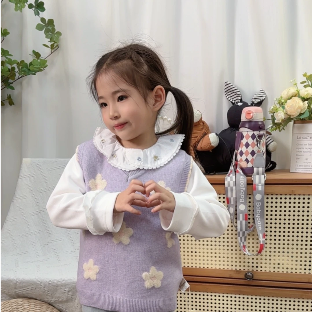 【阳光宝贝】H24118秋冬女童针织提花马甲宝宝多层次穿搭韩版洋气