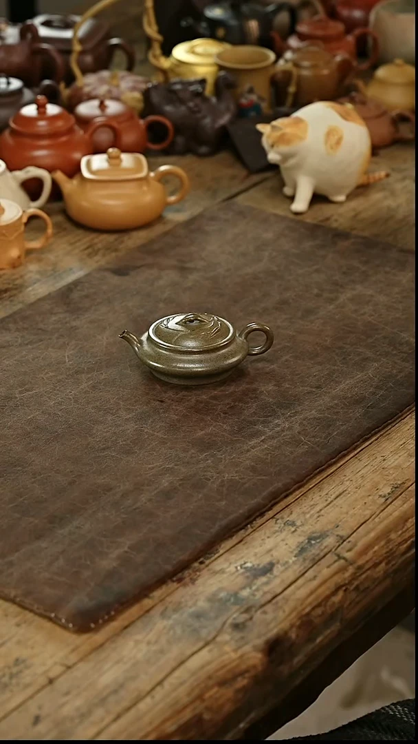 茶壶紫砂?****。竹韵虚扁紫砂壶