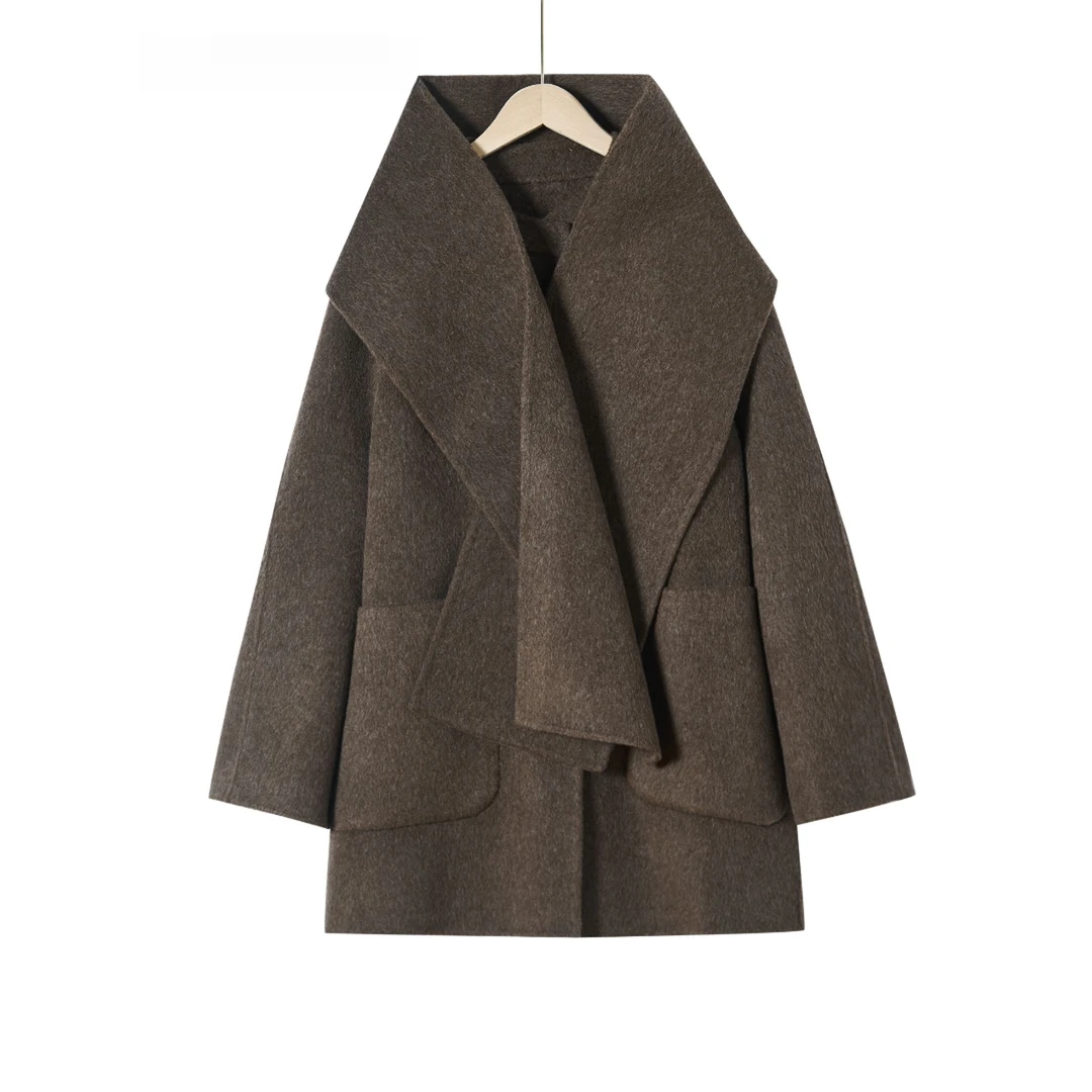 1033 | 韩版可拆卸围巾双面毛呢短款外套时尚百搭TZ-TY24W091