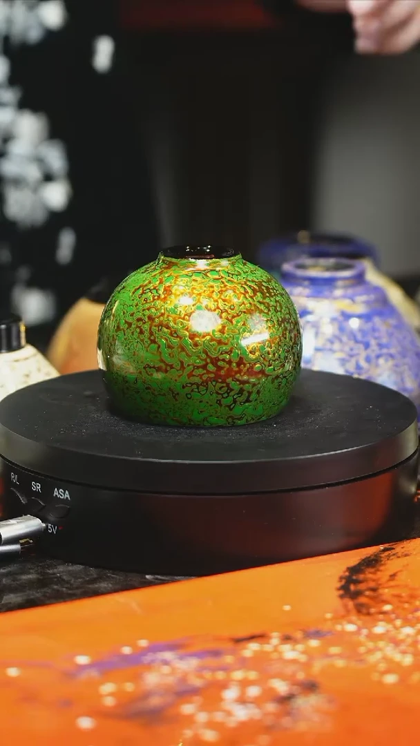 大漆工艺绿金色禅定杯