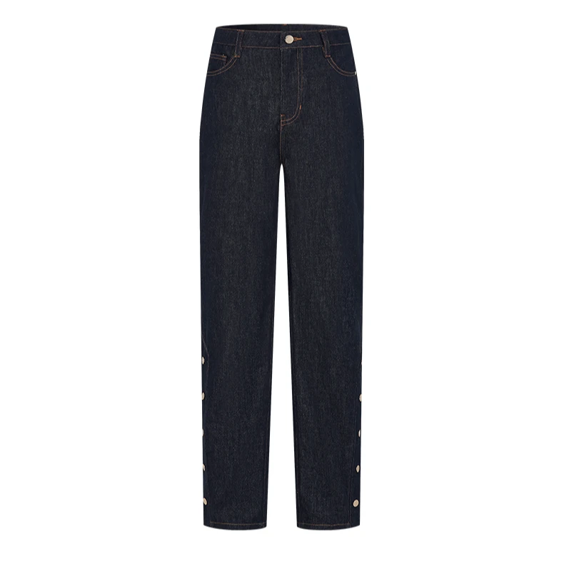 【籽言专属】曼德诗高腰牛仔裤新款复古全棉直筒休闲长裤