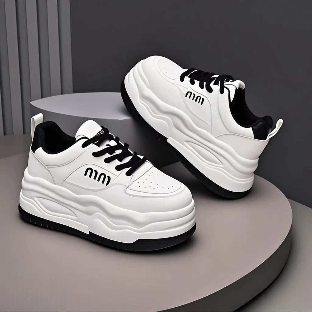 2025新款小个子增高厚底小白鞋女百搭休闲鞋真皮y