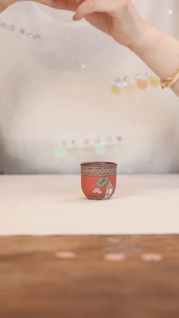 茶杯紫砂紫泥粉浆荷花mini杯