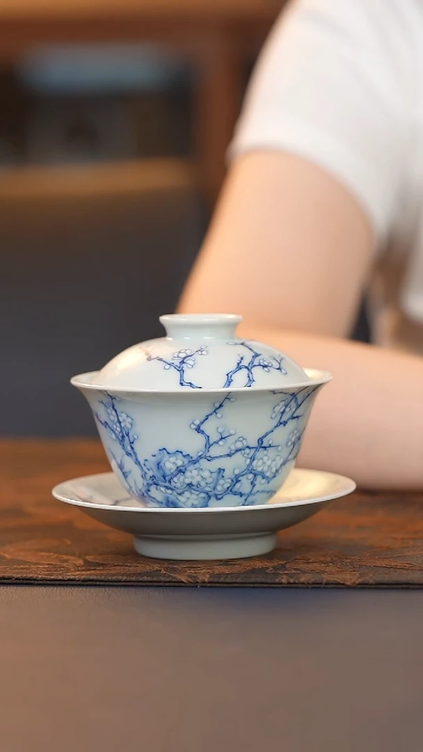 晴山素华寒梅盖碗